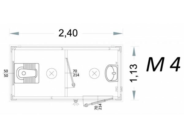 Cabina prefabbricata uso bagno 2 metri - M4 - C2 prezzo, noleggio e usati Cabina prefabbricata uso bagno 2 metri - M4 - C2 prezzo, noleggio e usati