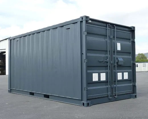 Container da 15 piedi con impianto elettrico, griglie di ventilazione e serratura a chiave