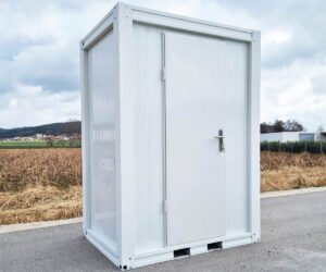 Container sanitario SCEW RAL 9002 Bianco grigiastro | A 2335 x L 1650 x P 1200 mm | porta a un'anta | con acqua calda Container sanitario SCEW RAL 9002 Bianco grigiastro | A 2335 x L 1650 x P 1200 mm | porta a un'anta | con acqua calda