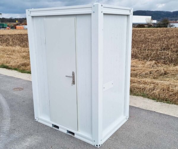 Container sanitario SCEW RAL 9002 Bianco grigiastro | A 2335 x L 1650 x P 1200 mm | porta a un'anta | con acqua calda